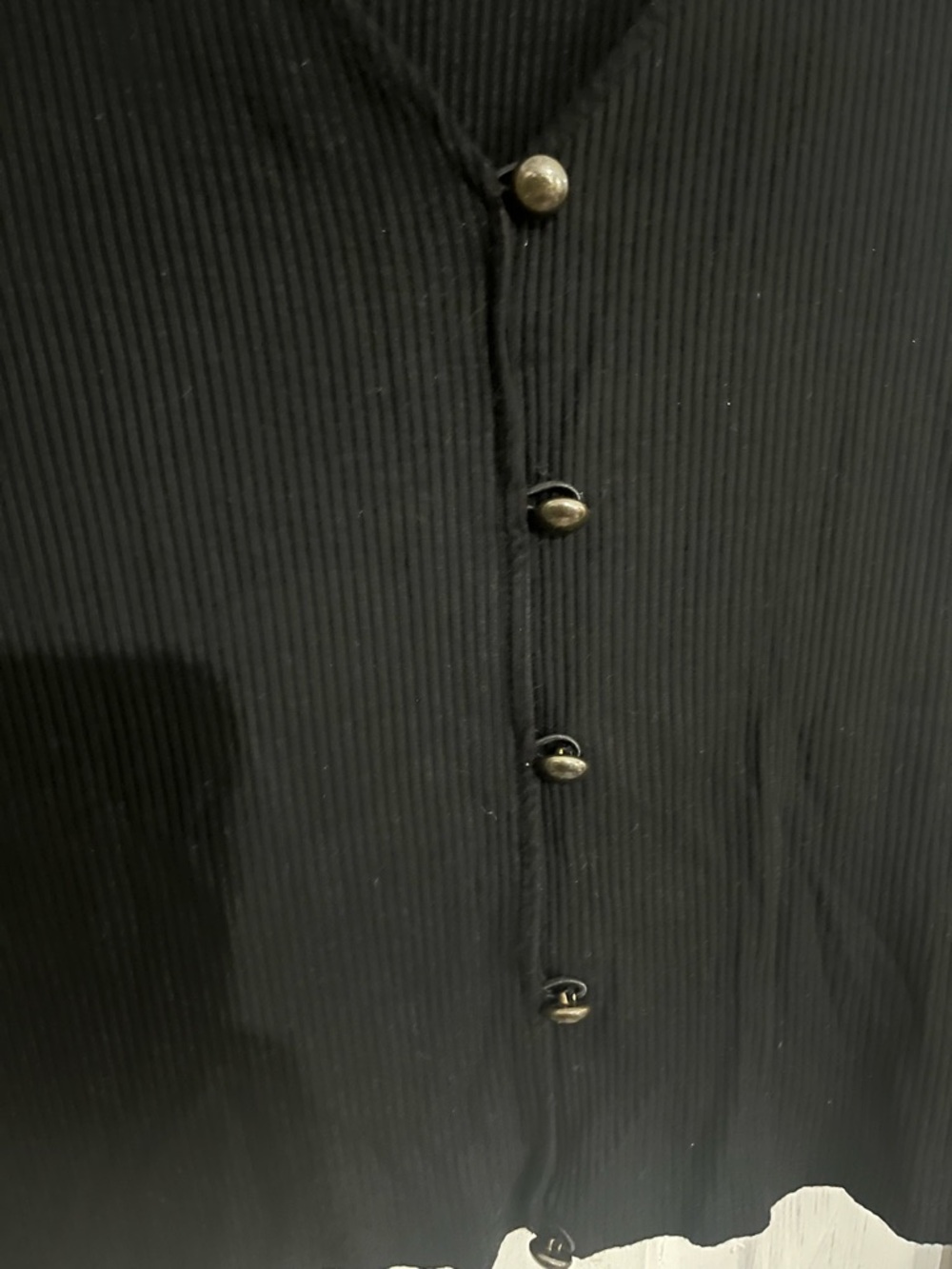 Zara Black Ribbed Button-Front V-Neck Top - Picture 3 of 6